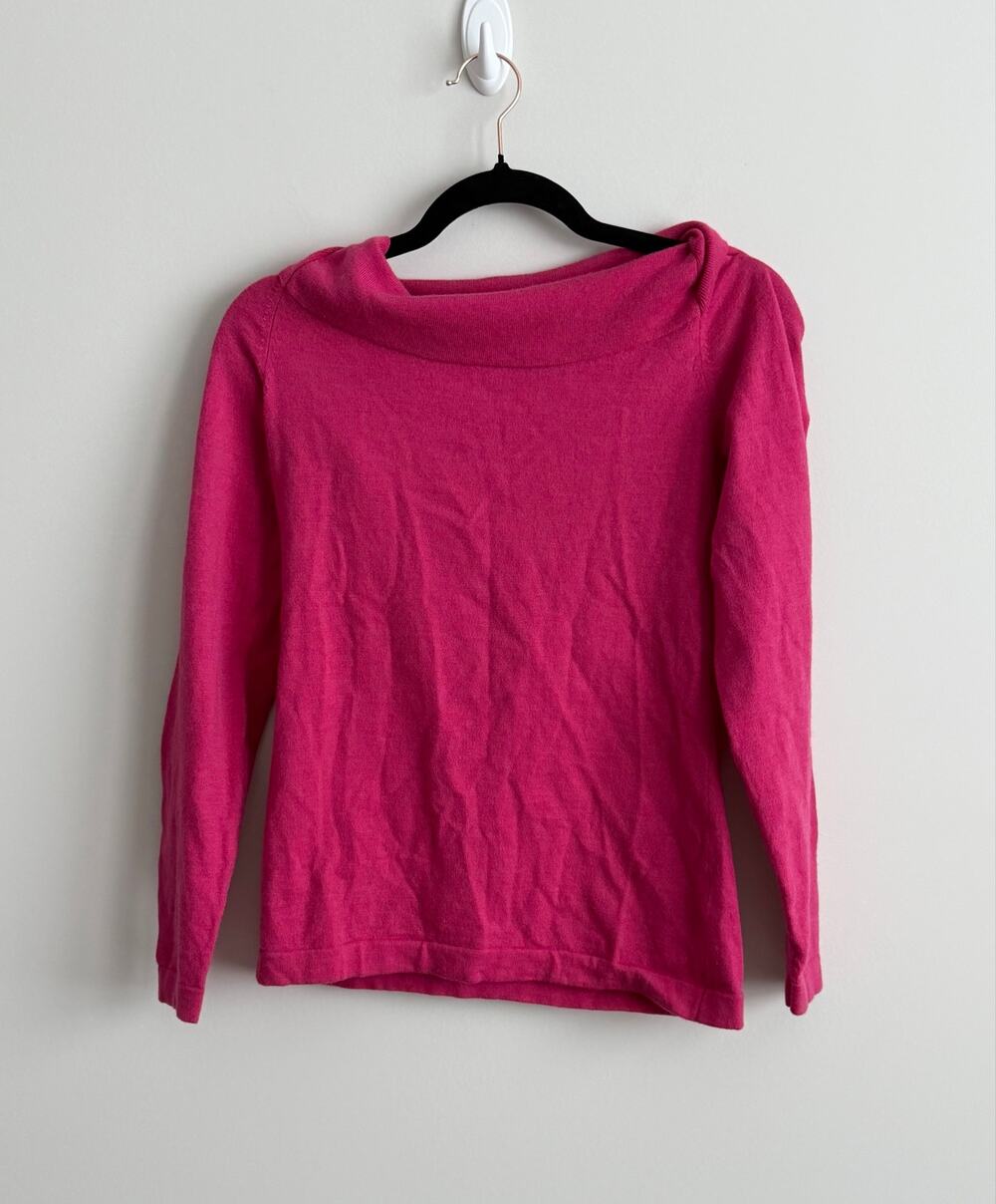 Banana Republic Fuchsia Pink Cowl-Neck Merino Wool Sweater – Size Small